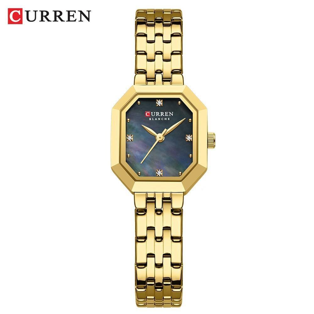 CURREN Luxurious Elegant Women's Watches Classic Rectangular Dial with Rhinestones Stainless Steel Waterproof