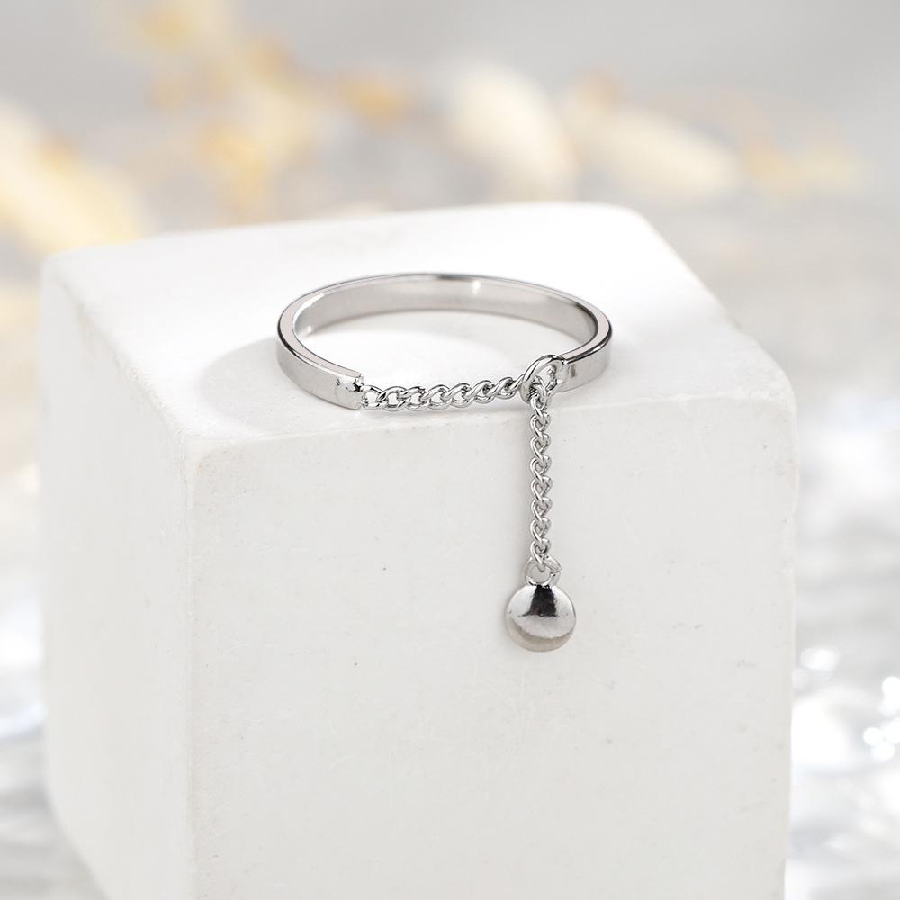 

Простые кольца-подвески с кисточками и бусинами, панк, серебристого цвета, круглые, геометрические, с цепочкой-кисточкой, кольца для женщин, открытое кольцо с цепочкой, ювелирные изделия серебряный