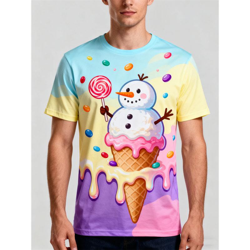 

Sweet Ice Cream Colorful Print Graphic T-shirt Kid Casual Cute Candy Design Short Sleeve T Shirts Street Harajuku Trend New Tee S
