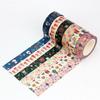 1X 10M Gold Foil Reindeer Snowflake Christmas Trees Snowman House Masking Washi Tape for Scrapbooking Planner Kawaii Papeleria