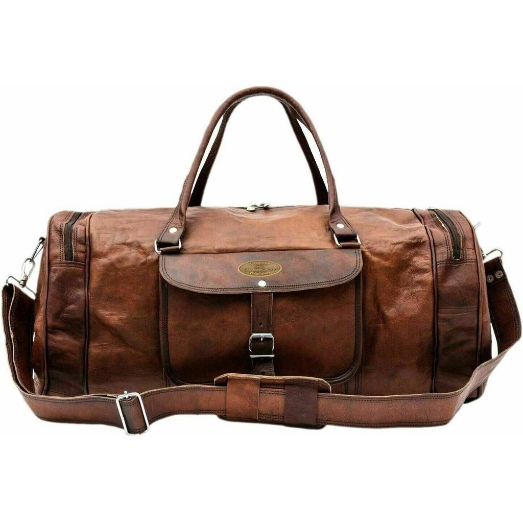 Large Unisex Travel Bag Genuine Vintage Leather Duffel Weekend Gym Overnight