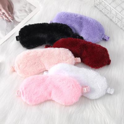 Blackout Rabbit Fur Sleep Mask - Soft, Breathable, Skin-Friendly, Plush Imitation Silk for Autumn/Winter Eye Protection.