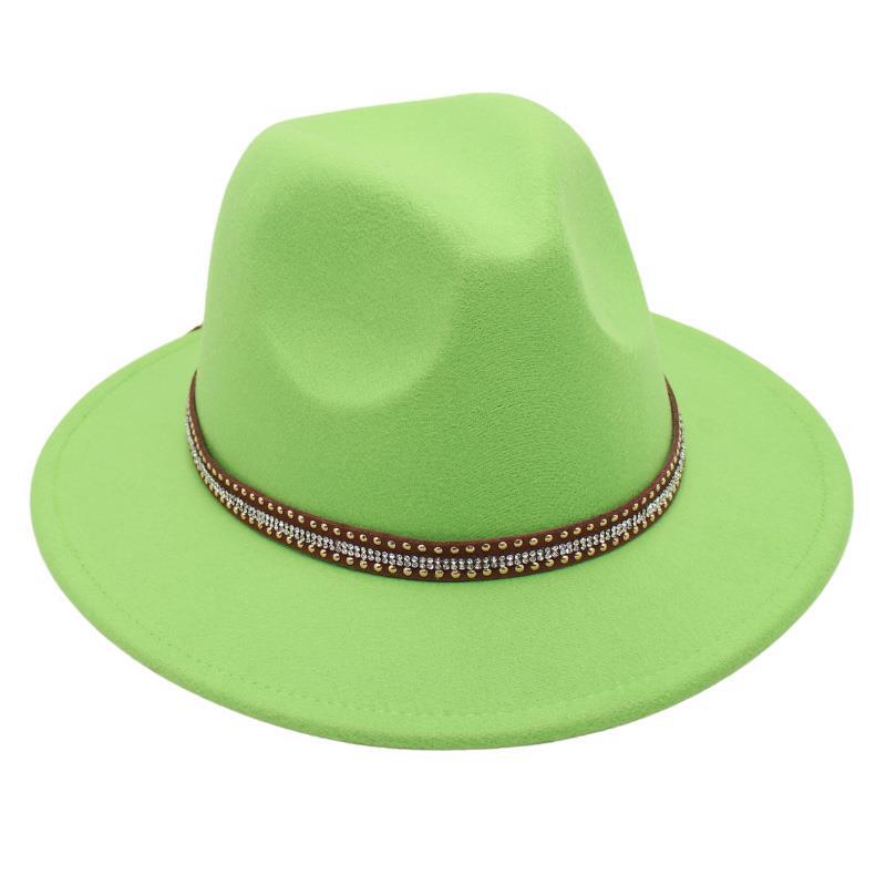 Tibetan Style Top Hat Temperament Jazz Hat British Elegant Felt Hat Big Brim Rivet Woolen Hat Men And Women