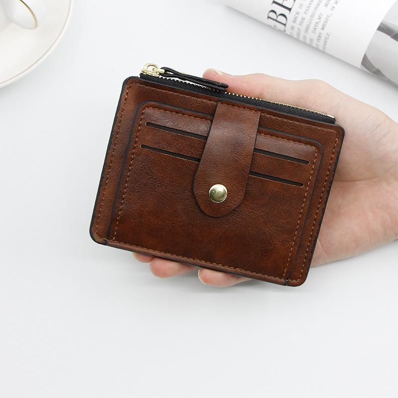 Vintage Small Men's Credit ID Card Holder Wallet Male Slim Leather Wallet with Coin Pocket Brand Purse for Men Women