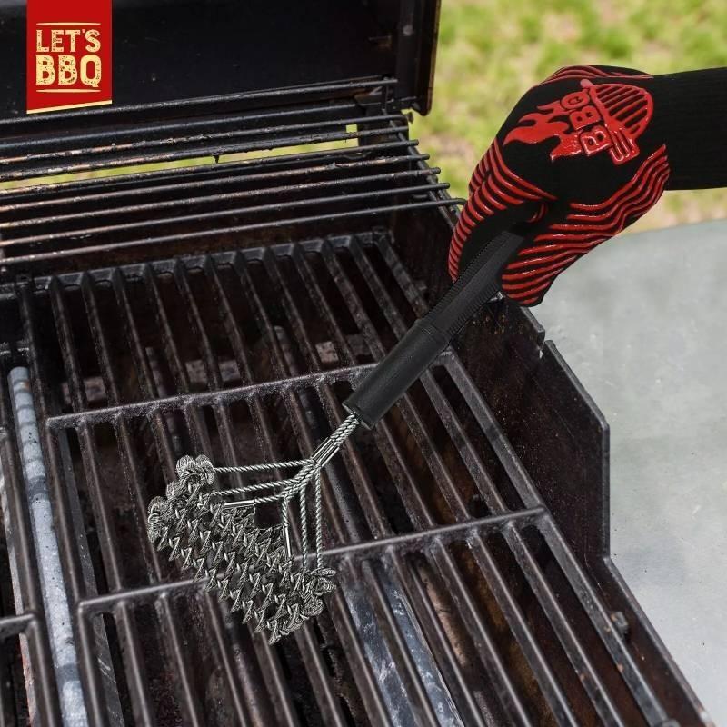 Wire Brush Spatula Long Handle Stainless Steel Brush For Wash Grill Oven Mesh