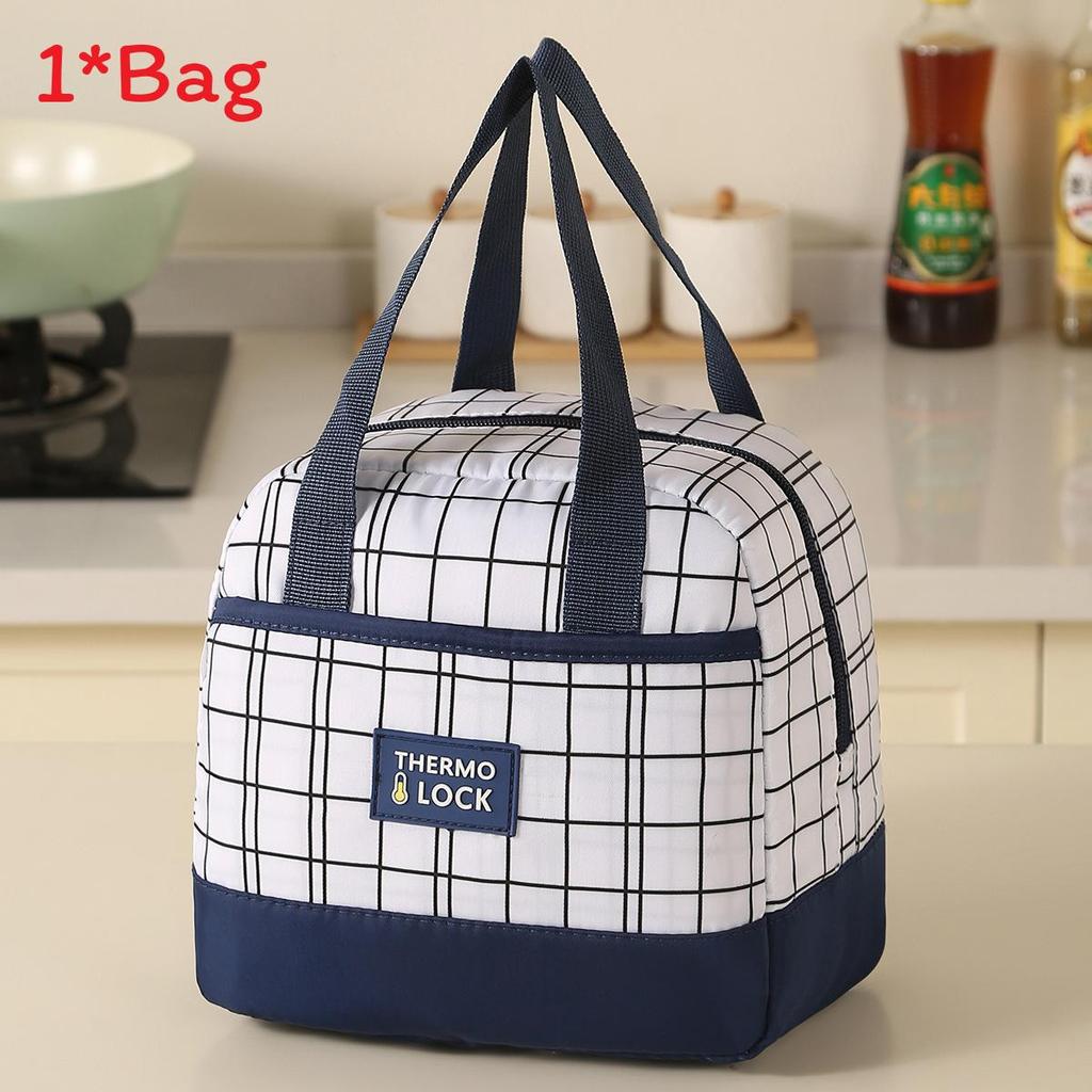 Изолированная сумка-ланч из Оксфордской ткани с водонепроницаемым дизайном для офиса и улицы тёмно-синий