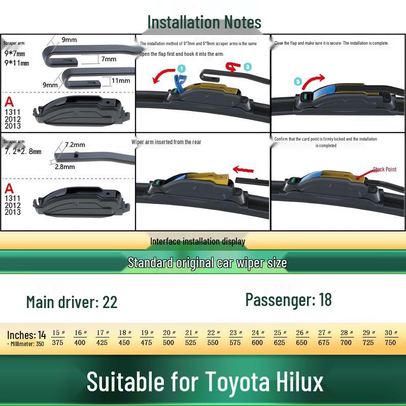 

Toyota Hilux Frameless Silent Wiper Blade - Original Vehicle-Specific Rubber Strip