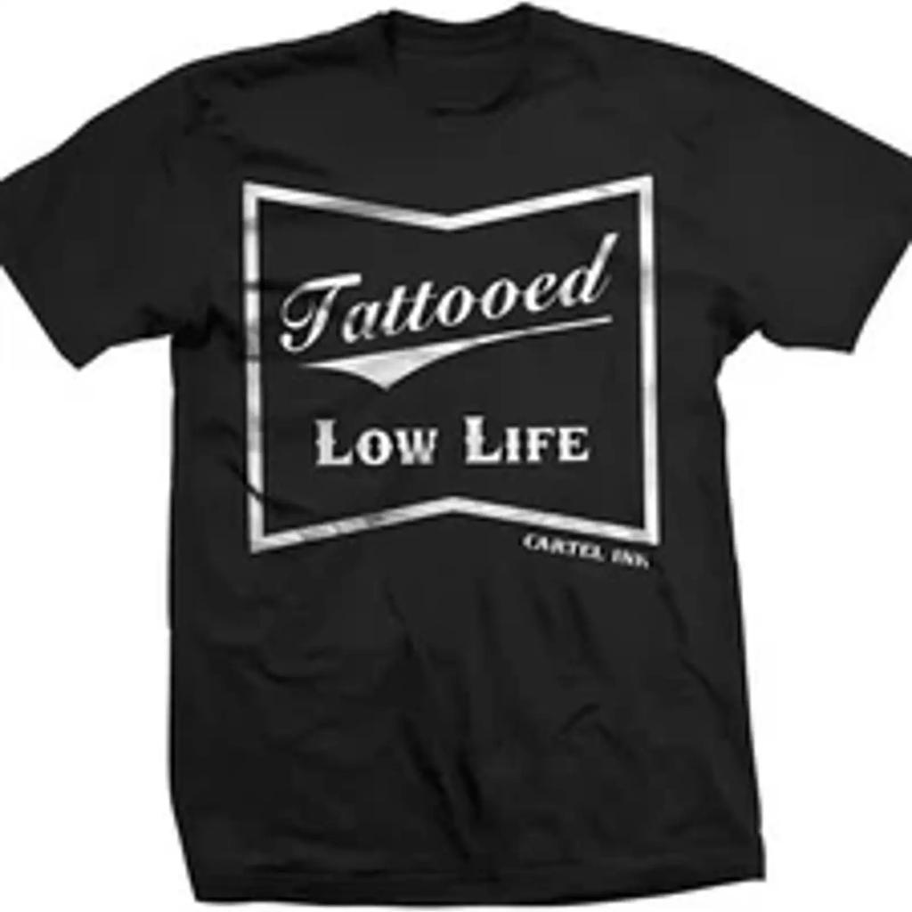Unisexs Heavyweight 180 Gsm Oversized T Shirt With Tattooed Low Life Cartel Ink Vintage Breathable Soft Stretched