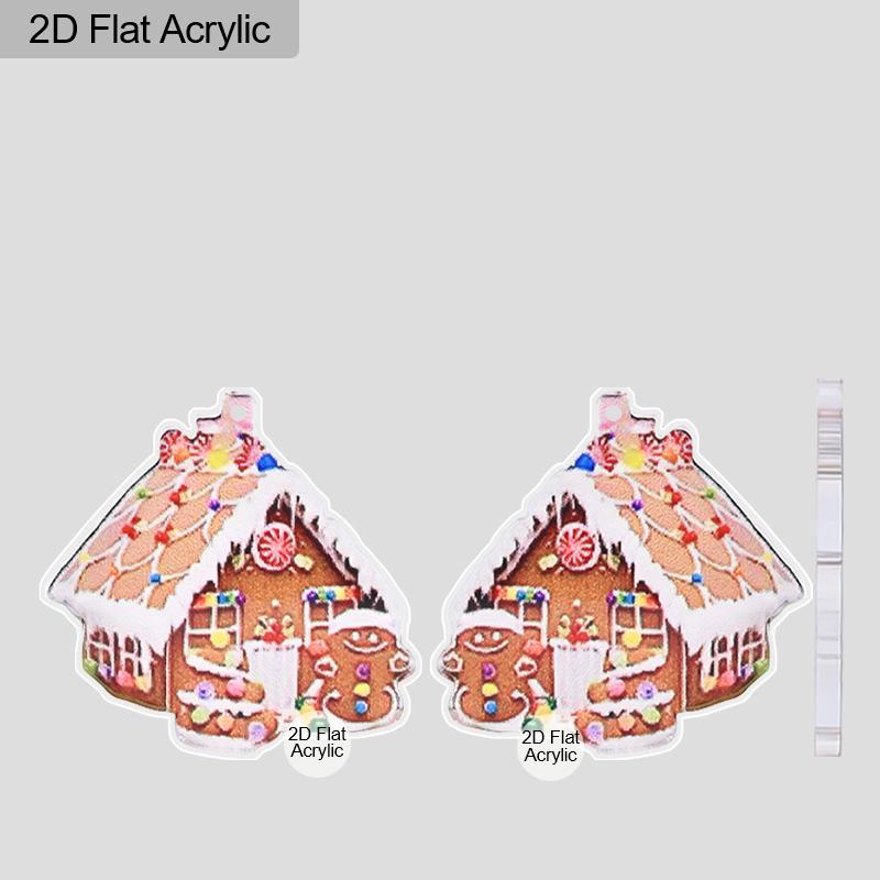 2D Flat 4-Pairs Cute Christmas Candy House Gnome Acrylic Dangle Earrings Festive Party Jewelry, Perfect Holiday Gift for Women