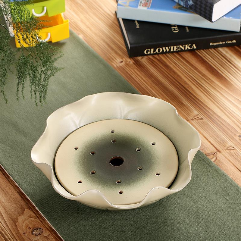 Household Ceramic Retro Kiln Change Fruit Plate Dry Tea Plate Hotel Fruit Plate Household Gradual Change Tea Set Small 25 25 зелёный