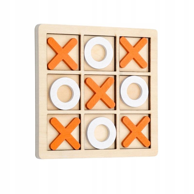 Tic-Tactics Game For Children Wooden Colorful 14X14Cm Orange