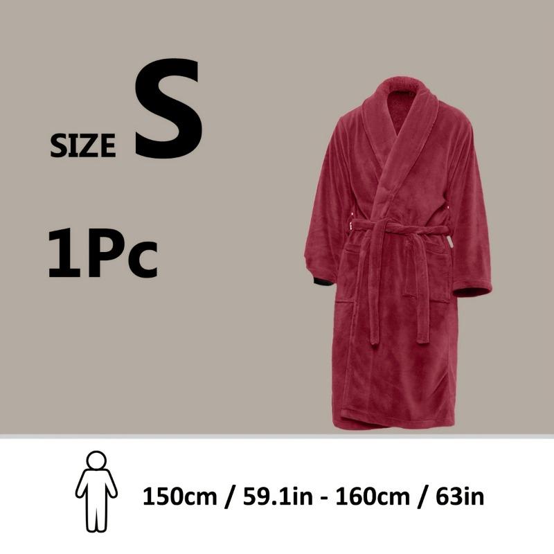 1PC Unisex Thickened Coral Fleece Bathrobes, Men's and Women's Adult Bathroom Towels Apron Bedroom Shawl Collar Bathrobes