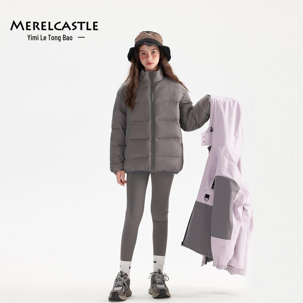 2024 Girls' Winter 3-in-1 Down Jacket - Windproof, Waterproof, Detachable for Big Kids