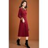 Elegant Fur Collar Patchwork Long Dress