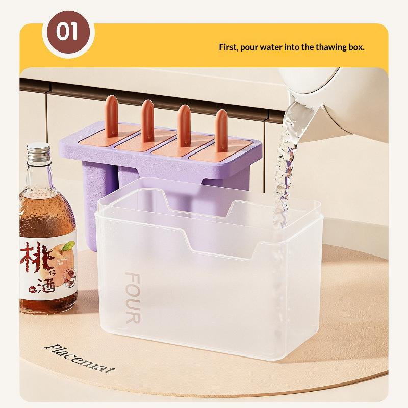 Popsicle/Sorbet Mold Food Grade Household Popsicle Making Ice Box Abrasive Tools With Lid Homemade Ice Cream Artifact