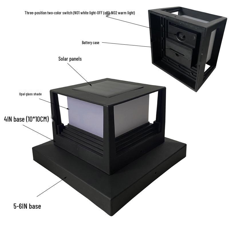 Solar Outdoor Post Cap Light for 4-6 Inch Posts - Garden, Courtyard, Landscape, and Front Door Lighting