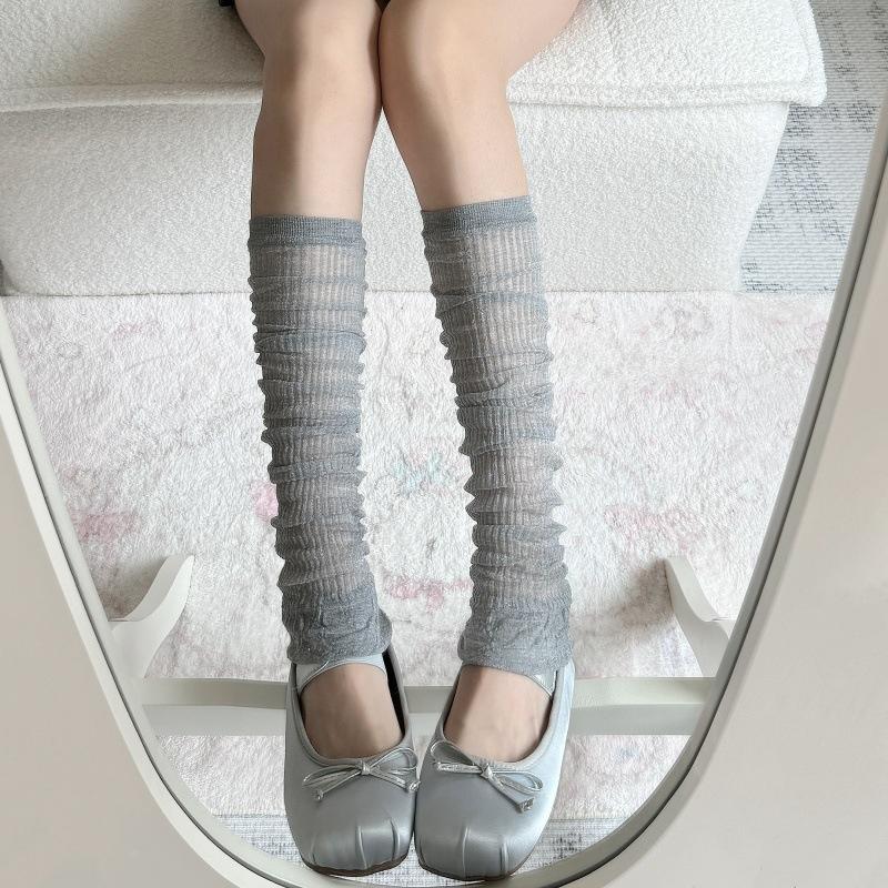 Mosquito-Proof Calf Socks Solid Color Versatile Foreign Style Small Fresh Japanese Medium Tube Socks Breathable Mesh Calf Cover