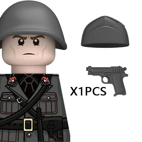 MOC WK2 Italienische Soldaten Figuren Bausteine Italien Armee Infanterie Offizier Waffen Pistole Umhang Helme Panzerkanone Steine Spielzeug