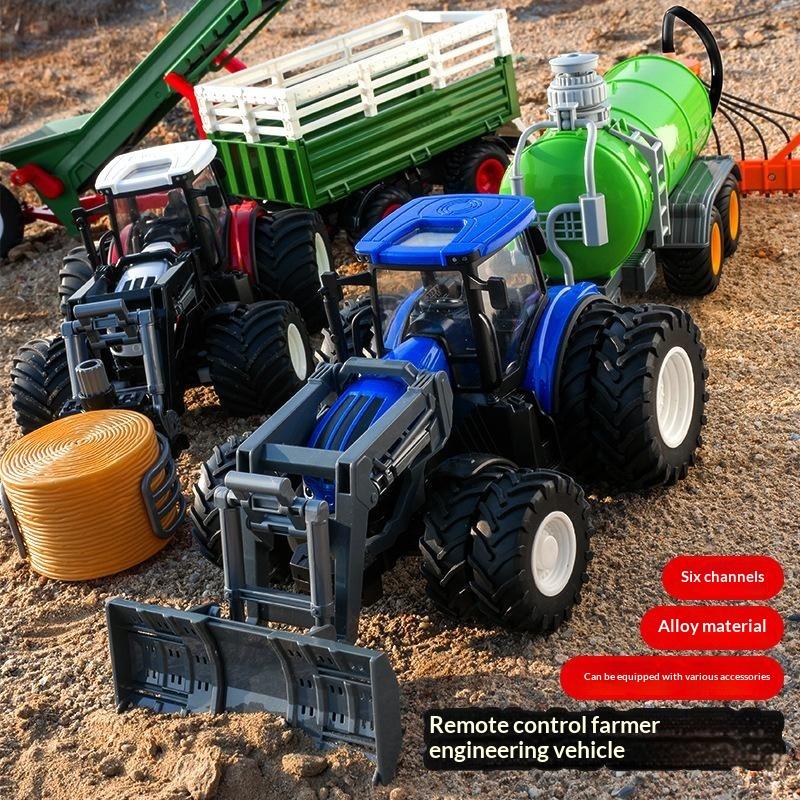 1/24 Remote Control Tractor Toy Rc Farm Tractor Alloy Body Simulation Agricultural Vehicle For Kids Outdoor Play Collection
