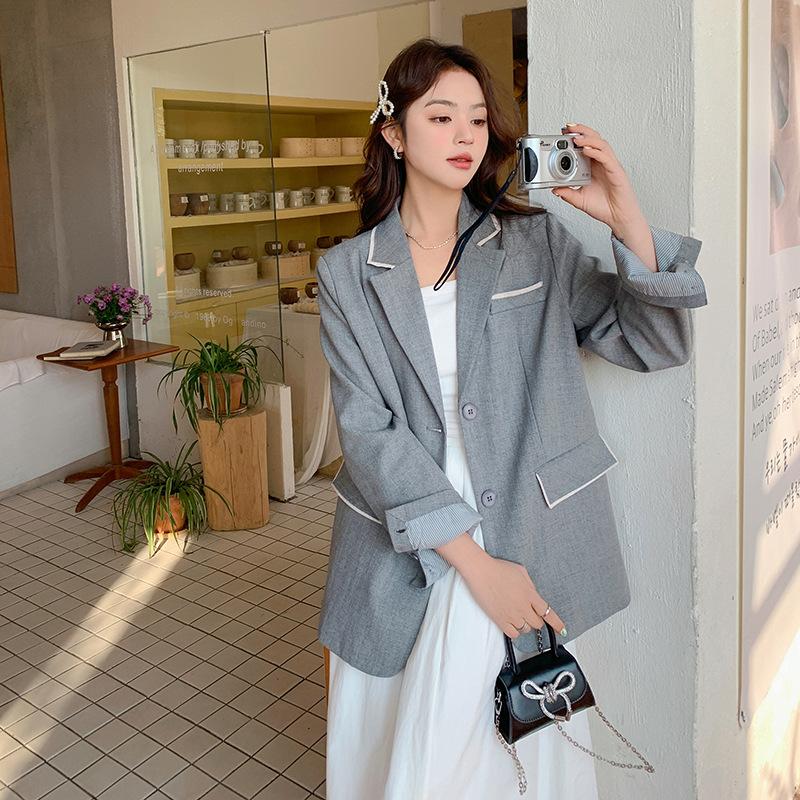 

Дизайн для роста волос серый темперамент маленький блейзер весна новый простой повседневный костюм XL