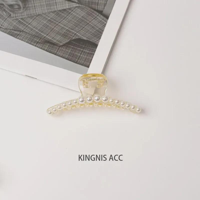 Korean Style Pearl Clip Set: Chic Large & Small Hairpins for Back of Head