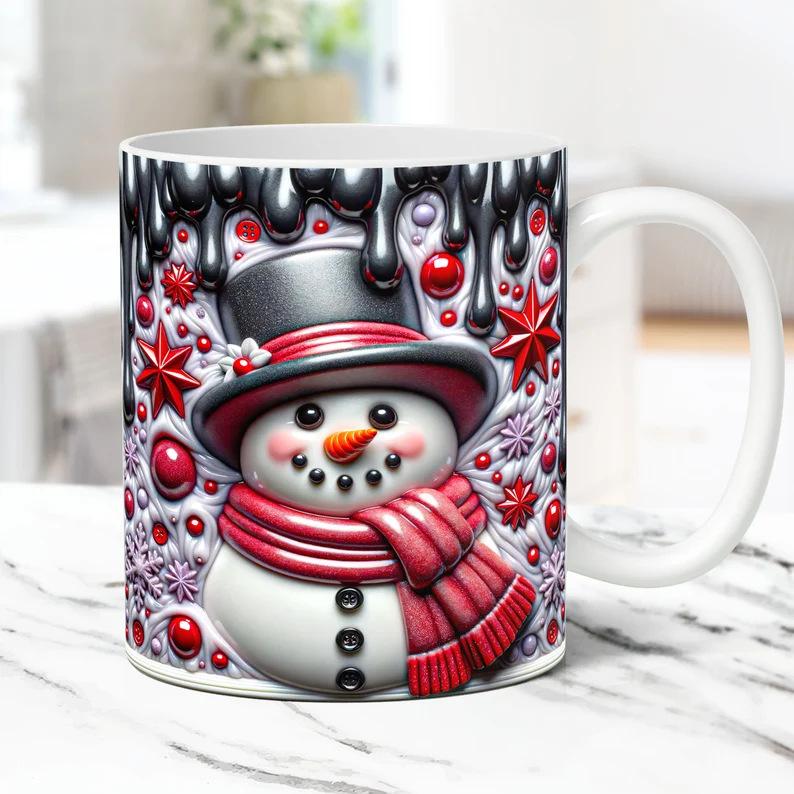 3D Christmas Christmas Ceramic Coffee Mug Xmas Gift Tea Cup Snowman New