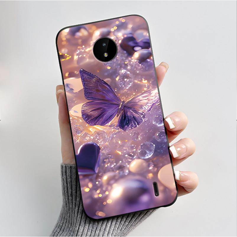 For Nokia C10 C20 C20 Plus Phone Case Luxury Fashion Butterfly Flowers Black Soft TPU Full Protective Cover For NokiaC10 Casing