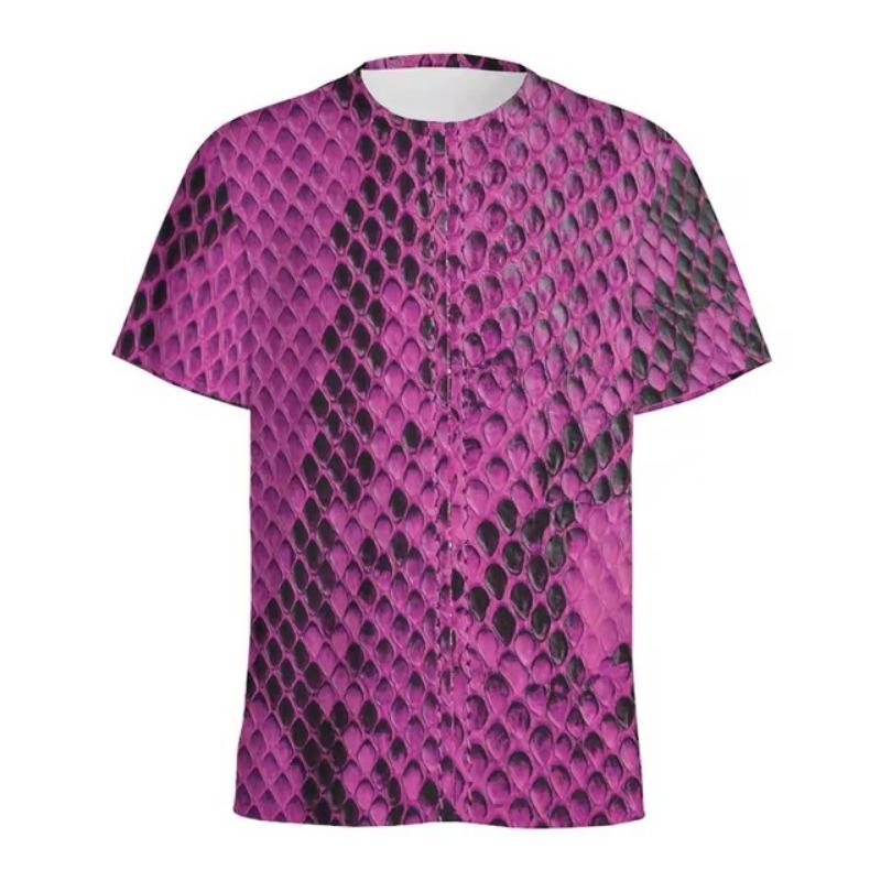 Fashion Snake Scales Pattern T-shirt For Men 3D Printed Animal Skins Graphic Round Neck Tee Shirt Tops Short Sleeves T Shirts