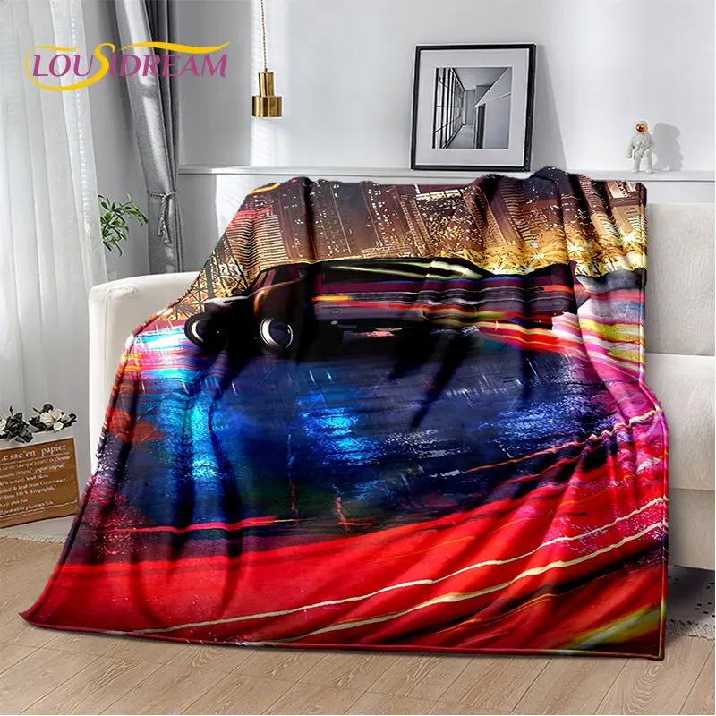 3D Racing Car Soft Plush Blanket,Flannel Blanket Throw Blanket for Living Room Bedroom Bed Sofa Picnic Hiking Leisure Napping