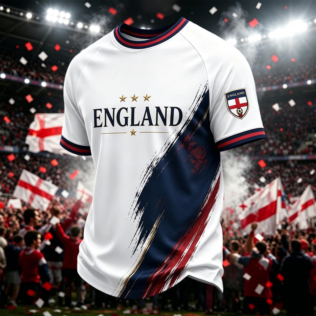 Men's Casual Lightweight Breathable Short Sleeve Crew Neck T-Shirt England 2026 Printed Design Comfortable Fit Sportswear