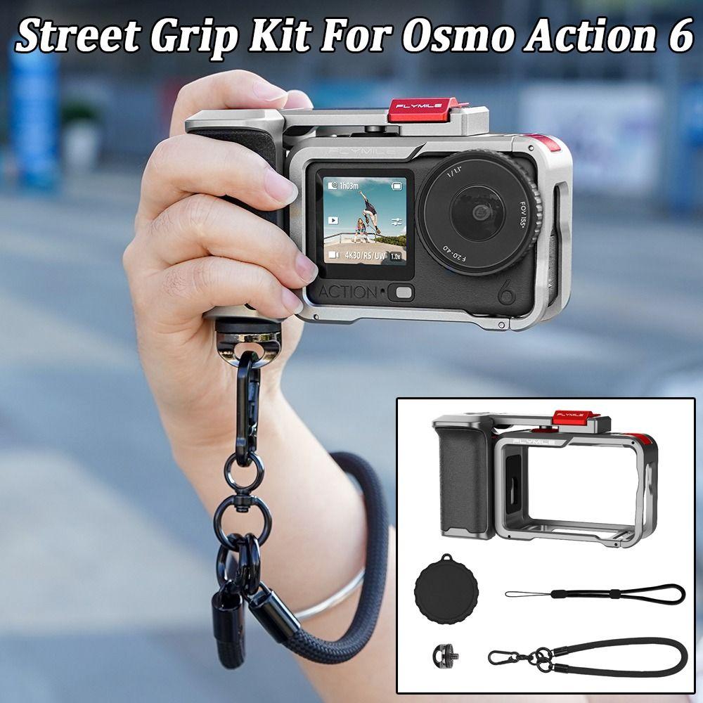 Schnellwechsel Xplorer Griff-Kit Metallkäfig Auslöseknopf Aluminiumlegierung Street Grip Griff mit Cold Shoe für DJI Osmo Action 6