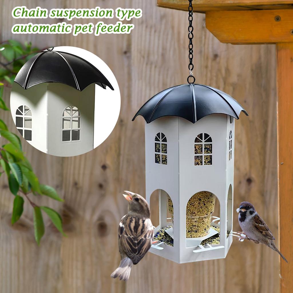 Castle Bird Feeder Outdoor Garden Metal Bird Feeder Feeding