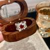 Light Luxury Delicate Pigeon Blood Ruby Ring Hollow Circumference Zircon Niche Personality Fashion Celebrity White Index Finger Ring