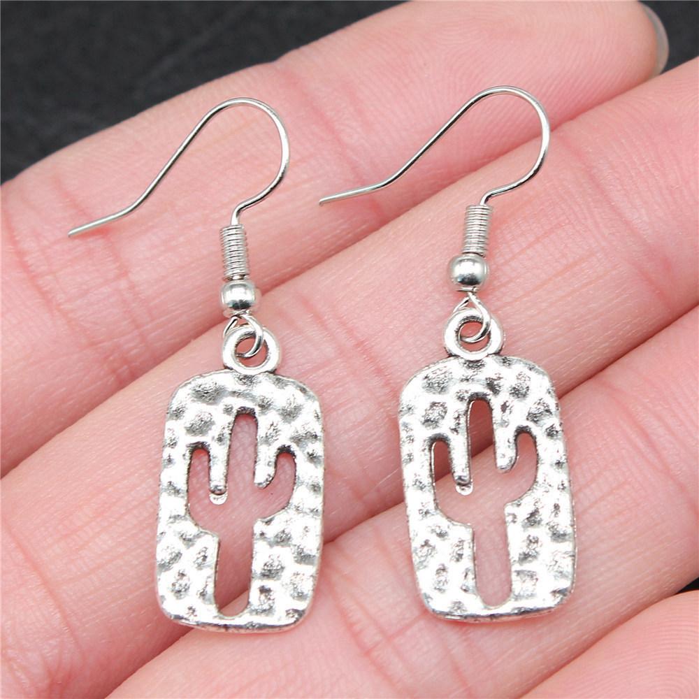 Drop & Dangle Earring Plant Four-Leaf Clover Cactus Vintage Jewelry SuppliesEarring Size 18x19mm QE021