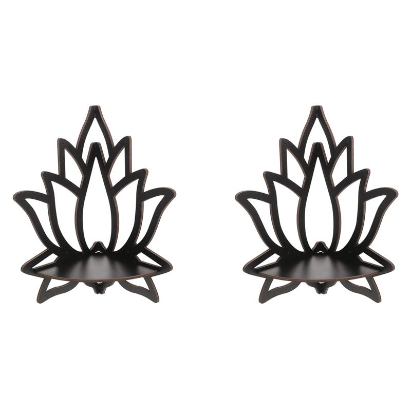 B97A-2X Lotus Corner Shelf Wooden Wall Mount Floating Shelf Decorative Flower Plant Display Shelf For Bedroom Book Room Decor