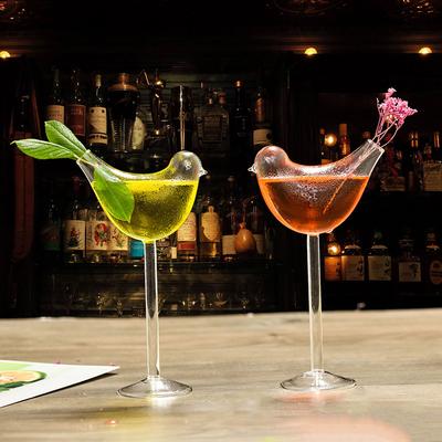 1 bicchiere da cocktail trasparente a forma di uccello, bicchiere da vino con capannone alto