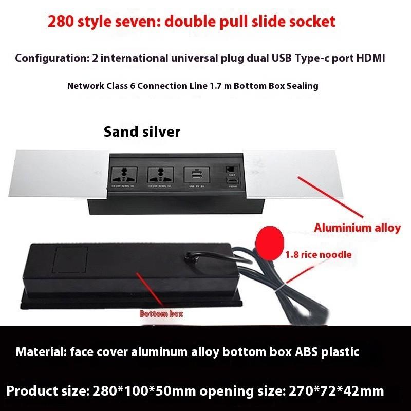 Enchufe de Escritorio para Conferencias Tipo Embebido Mejorado Tipo Oculto Multifuncional 3 Agujeros 5 Agujeros Enchufe Deslizante Lateral de Mesa Isla