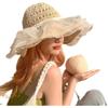 Temperament Lace, Large Brim, Showcasing Face, Small Straw Hat, Female Summer Vacation Beach Sun Protection Hat