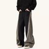 Splicing scimitar twill pants men's spring retro wide-leg pants trousers loose straight casual