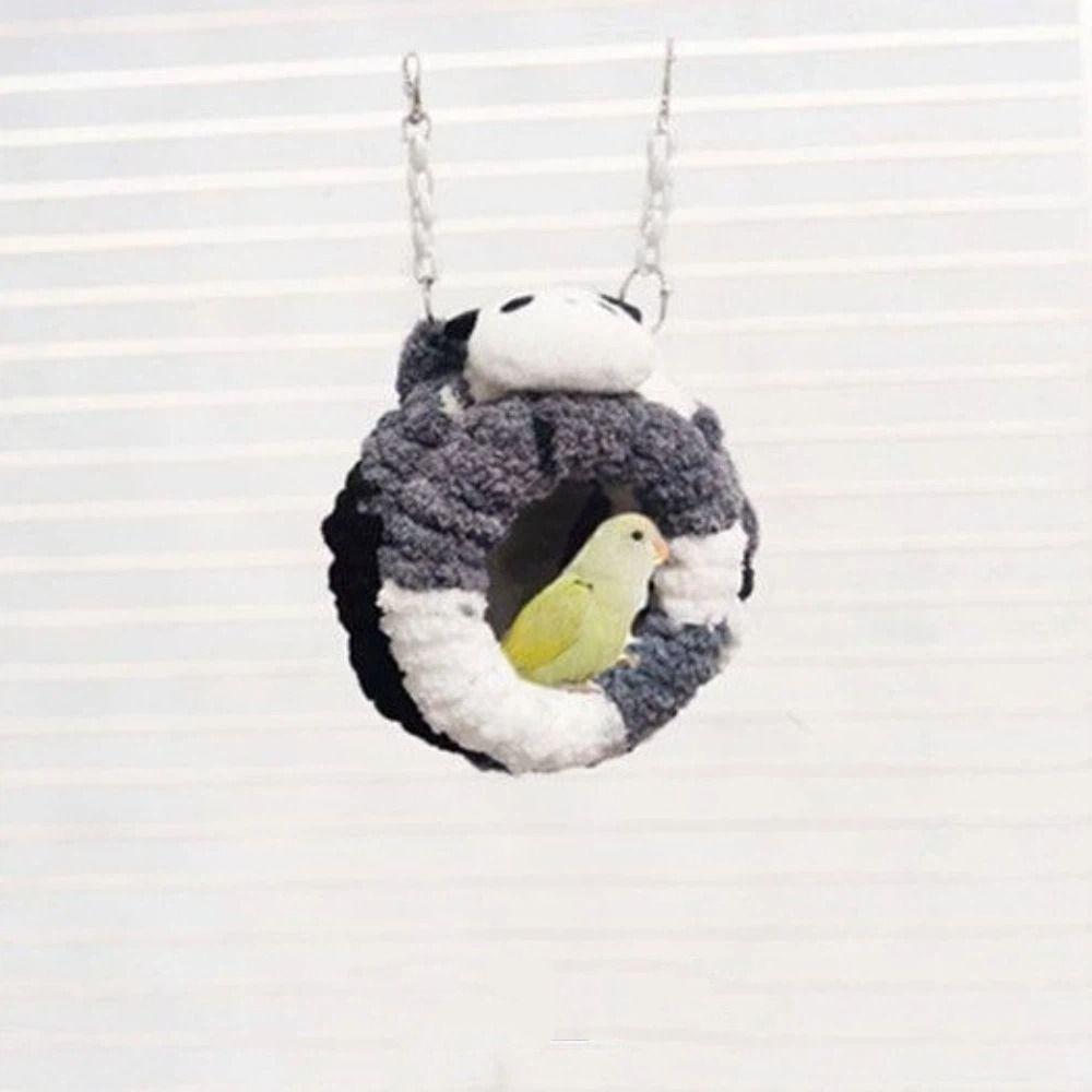 Bird Warm Bird Nest Comfortable Thickened Bird Cage Bed Cartoon Panda Bird Cage Swing Winter