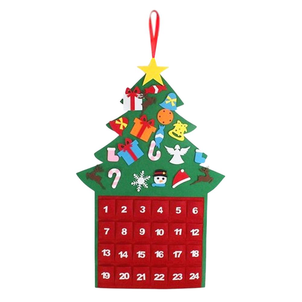 Felt Christmas Advent Calendar With 24 Pockets Tabletop Decors Gift Tree Shaped Calendar For Desktop Tabletop Decors Gift Advent