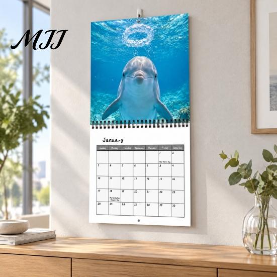 Twelve Month Agenda Happy Dolphins 2027 Wall Calendar, Cute Ocean Animal 12 Daily To-do Notes Planner, Funny Dolphin Photography Hanging Calendar for