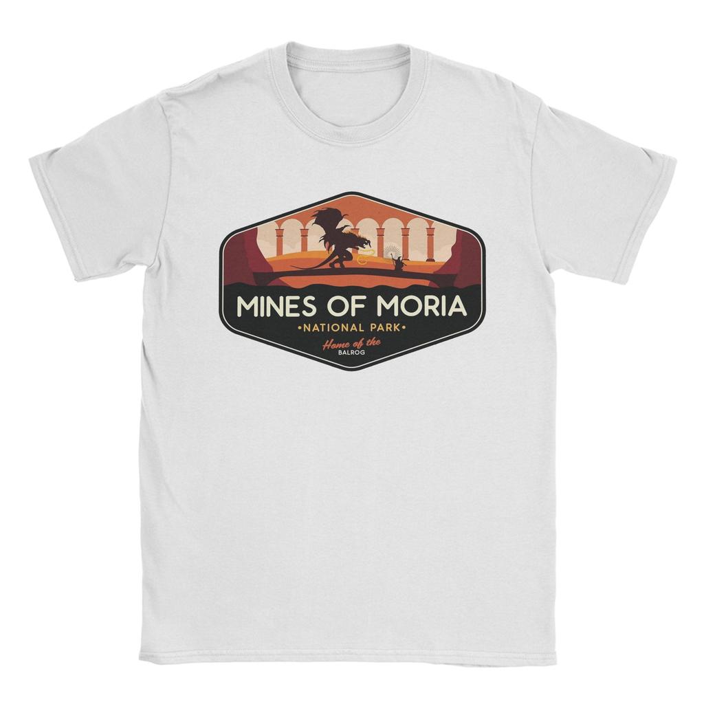 Herren T-Shirt Moria Nationalpark Heimat des Balrog Vintage Reine Baumwolle T-Shirts LLords Of The RRings T-Shirt Rundhals Oberteile