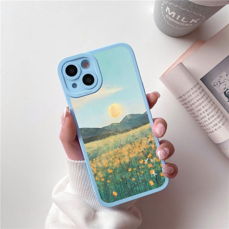 Field Flower Jungle Fresh Scenery Phone Case For iphone 14 11 12 13 Pro Max 7 8 Plus SE 2020 X XR XS Soft Silicone Cover Fundas