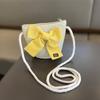 Children Straw Hat And Shoulder Bag Girls Summer Outdoor Beach Cap Cute Bow Travel Beach Sun Hat Crossbody Bag