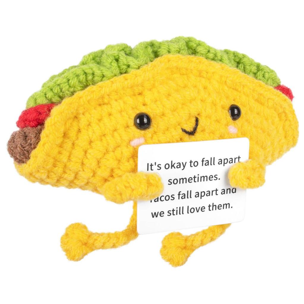 New Funny Emotional Support Positive Crochet Cake Doll Christmas Home Decoration Handmade Knitted Cake Desk Ornament