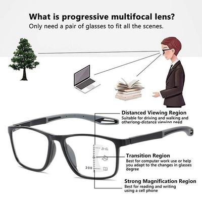 Blue Ray Blocking Anti-Blue Light Reading Glasses Progressive Near Far Eye Protection Square Eyeglasses TR90 Multifocal