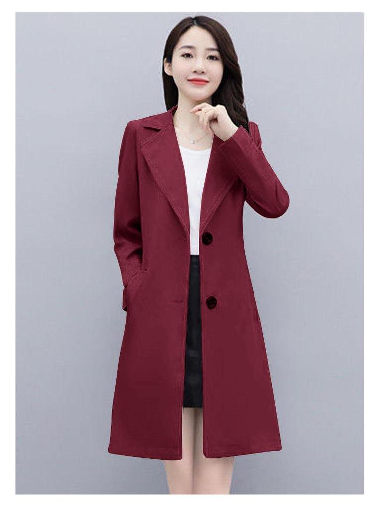Women's Mid-Length British Style Trench Coat - Elegant Korean Loose Fit Overcoat for Spring and Autumn 2022.