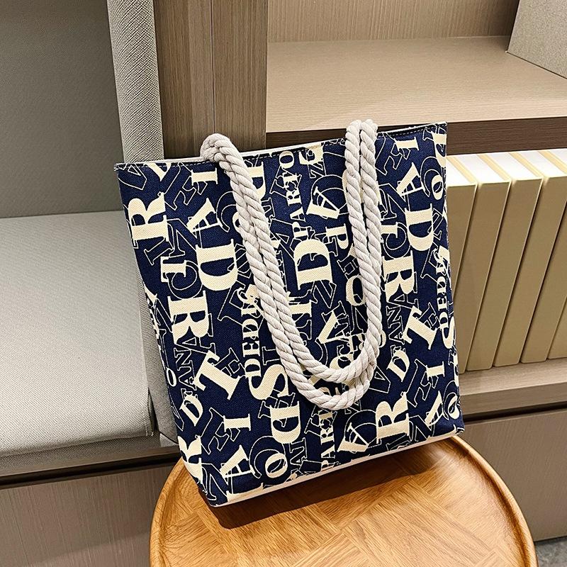 Canvas Bucket Tote Bag for Women, Large Capacity Casual Shoulder Handbag, Street Style Daily Commute Purse KTB