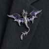 Brooch Pin Western Dragon Design Zinc Alloy Pin with Rhinestone Inlay Hand-Painted Enamel Glaze Suits Coats Sweaters Badge